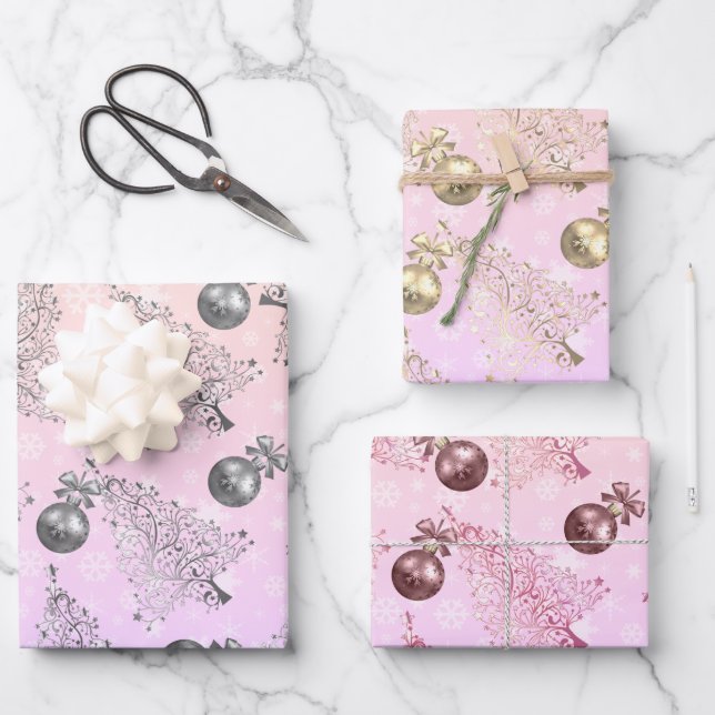 Elegant holographic Christmas Pattern Wrapping Paper Sheet (Front)