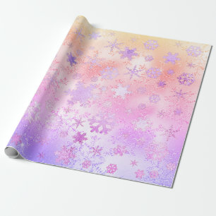 Elegant Holographic Christmas Snowflake Pattern Wrapping Paper
