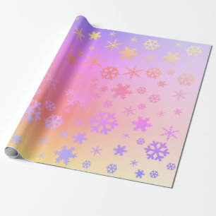 Elegant Holographic Christmas Snowflake Pattern Wrapping Paper