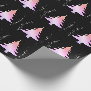 Elegant holographic Christmas tree pattern Wrapping Paper