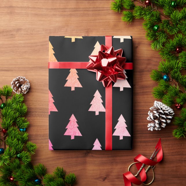 Elegant holographic Christmas tree pattern Wrapping Paper (Holiday Gift)