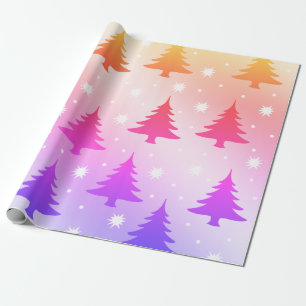 Elegant holographic Christmas tree pattern Wrapping Paper