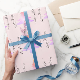 Elegant holographic Christmas tree pattern Wrapping Paper