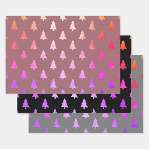 Elegant holographic Christmas tree pattern Wrapping Paper Sheet
