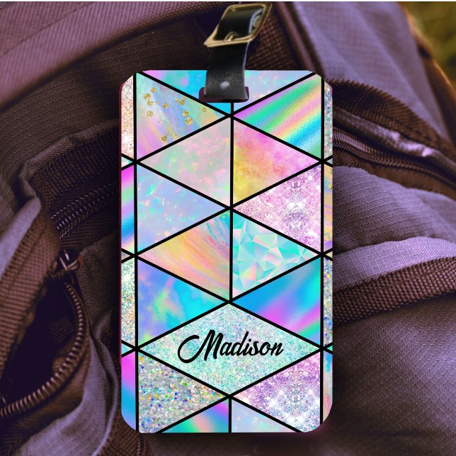 Elegant holographic colourful sketchbook  luggage tag (Creator Uploaded)
