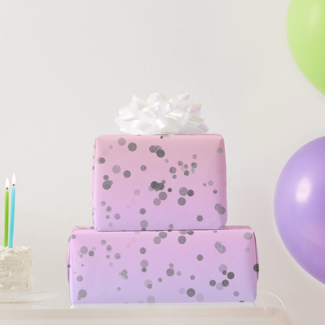 Elegant holographic confetti polka dot pattern wrapping paper (Party Gifts)