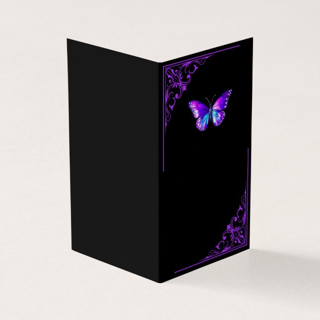 Elegant Holographic Folded Greeting Card - Black (Outside)