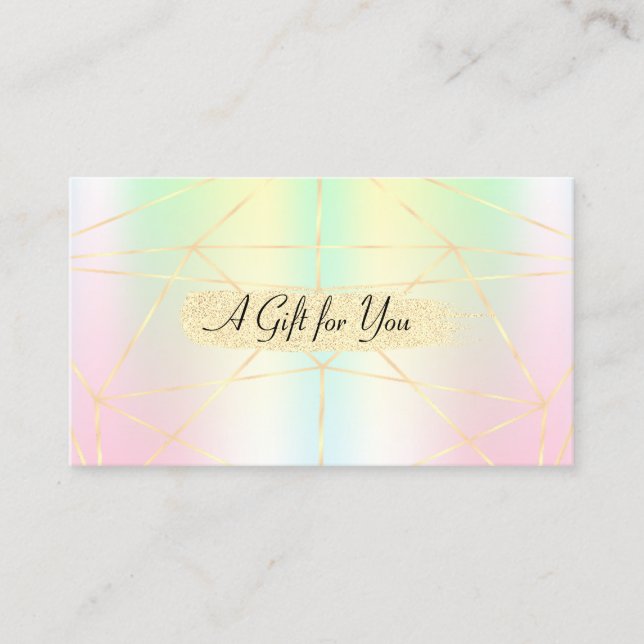Elegant Holographic Geometric, Stripes Discount Card (Front)