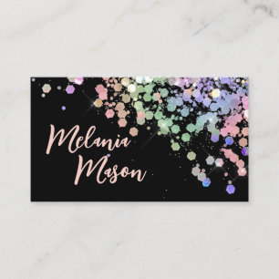 Elegant Holographic Glitter Makeup Artist Black Bu Business Card