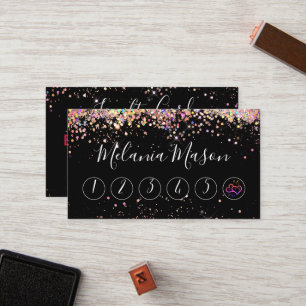Elegant Holographic Glitter Makeup Artist Black Loyalty Card