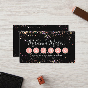 Elegant Holographic Glitter Makeup Artist Black Loyalty Card
