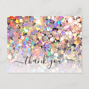 Elegant Holographic Glitter Makeup Artist Black  Postcard