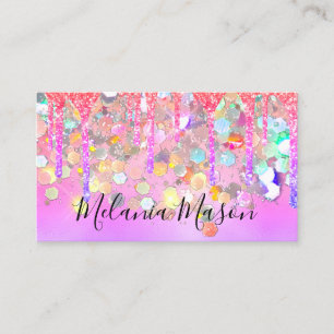 Elegant Holographic Glitter Makeup Artist Gold Bu Business Card