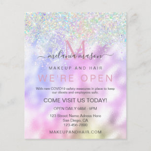 Elegant Holographic Glitter Makeup Artist Metallic Flyer