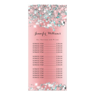 Elegant Holographic Glitter Makeup Artist Pink Rack Card