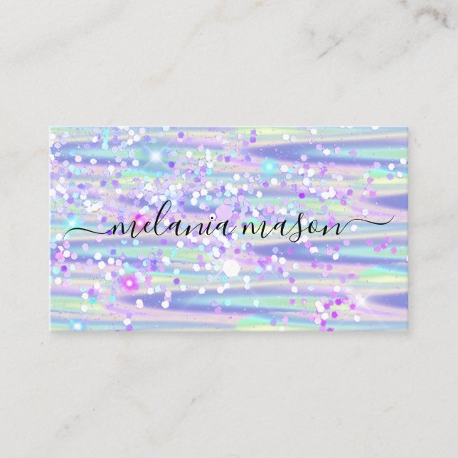 Elegant Holographic Glitter Makeup Artist Purple  Business Card (Front)