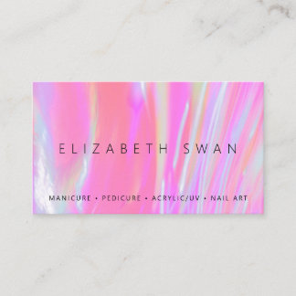 Elegant Holographic Hot Pink Pastel Business Card