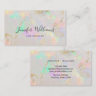 Elegant Holographic Opal Stone Business Card
