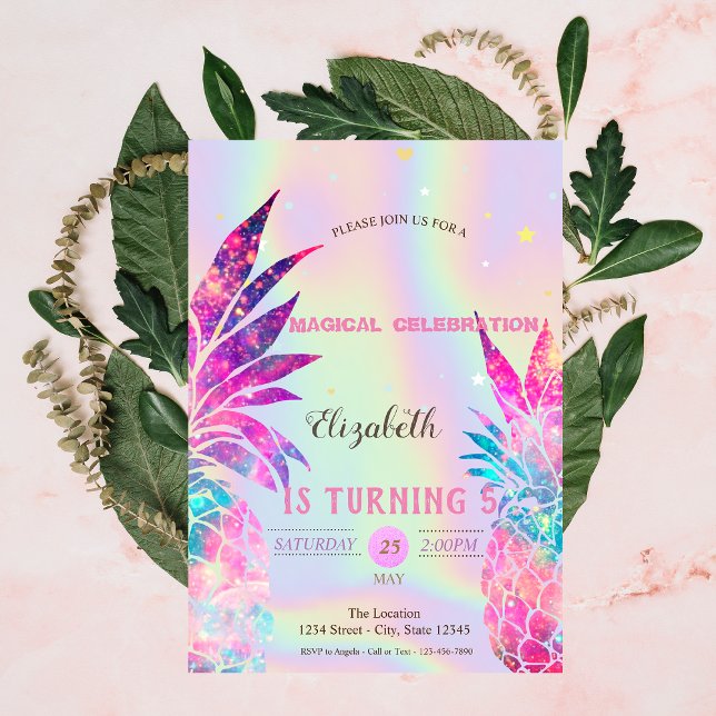 Elegant Holographic Pineapple Invitation (Creator Uploaded)
