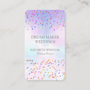 Elegant Holographic Rainbow Confetti Business Card