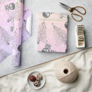 Elegant holographic & silver Christmas Pattern Wrapping Paper