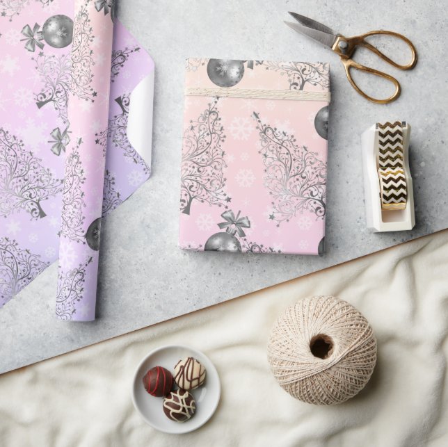 Elegant holographic & silver Christmas Pattern Wrapping Paper (Crafts)