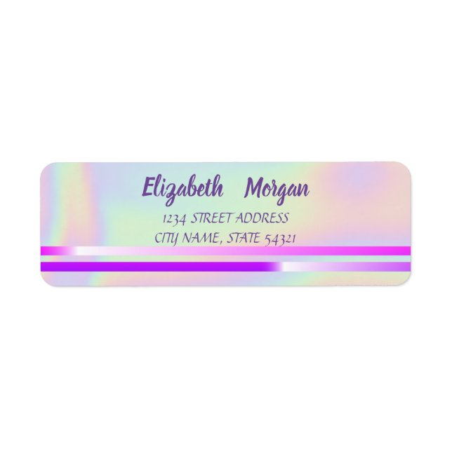 Elegant Holographic, Stripes Address Label Return Address Label (Front)