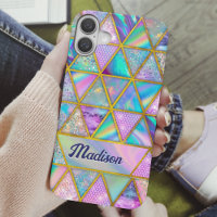 Elegant holographic trendy faux gold geometric Cas