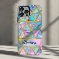Elegant holographic trendy faux gold geometric