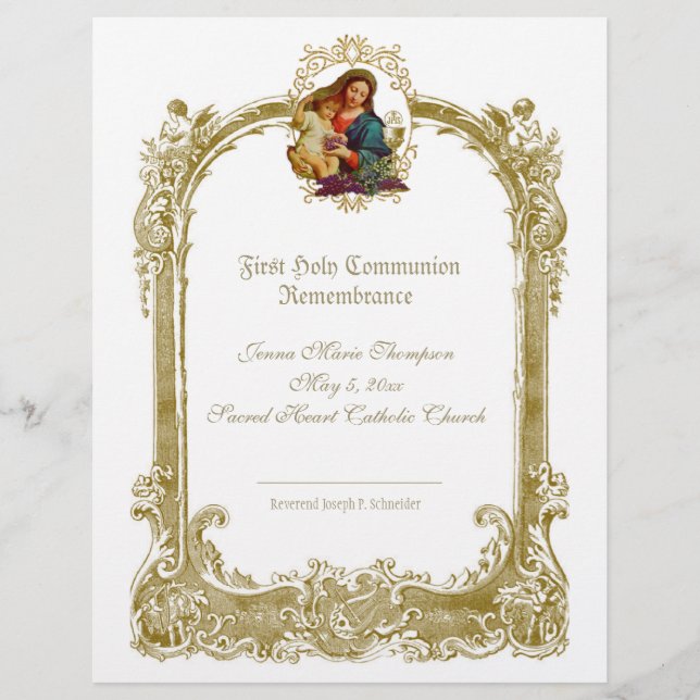 Elegant Holy Communion Remembrance Certificate (Front)