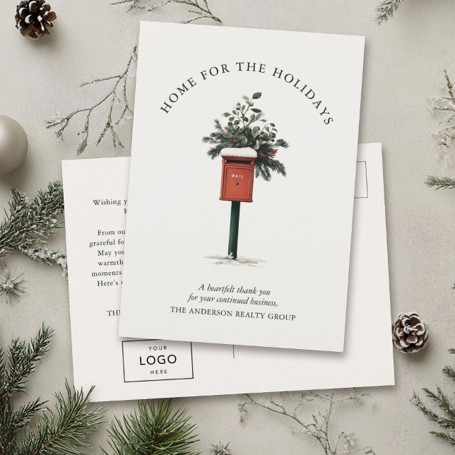 Elegant Home for the Holidays Real Estate Business Holiday Postcard (Creator Uploaded)