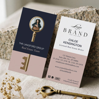 Elegant Home Real Estate Key Professional Photo Business Card