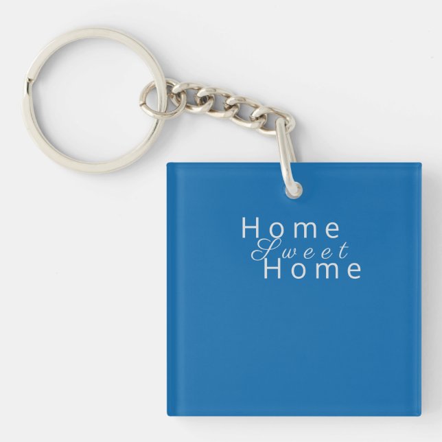 Elegant "Home Sweet Home" Sky Blue Key Ring (Front)