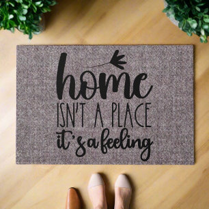 Elegant Home Welcome Quote Black Typography Doormat