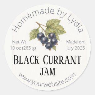 Elegant Homemade Black Currant Jar  Classic Round Sticker