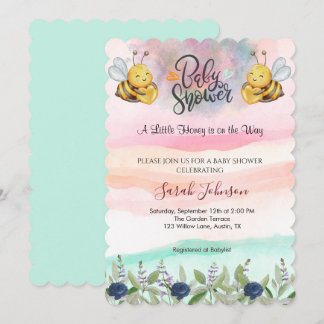 Elegant Honey Bee Baby Shower Invitation