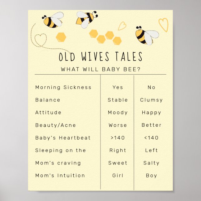 Elegant honey bee old wives tales board poster (Front)