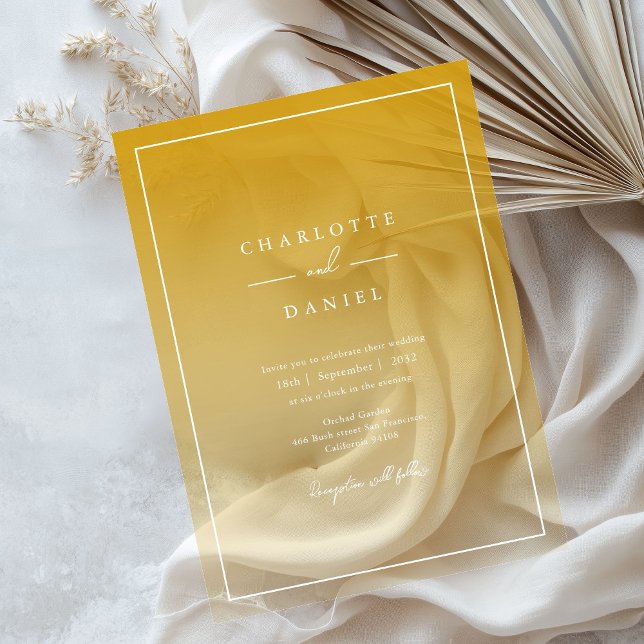 Elegant Honey Yellow Gradient Acrylic Wedding Acrylic Invitations (Elegant Honey Yellow Gradient Acrylic Wedding Acrylic Invitations)
