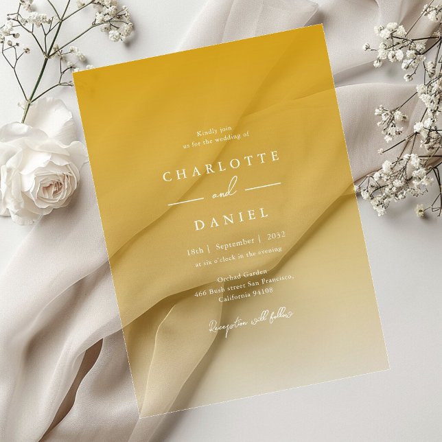 Elegant Honey Yellow  Gradient Acrylic Wedding Acrylic Invitations (Elegant Honey Yellow Gradient Acrylic Wedding Acrylic Invitations)