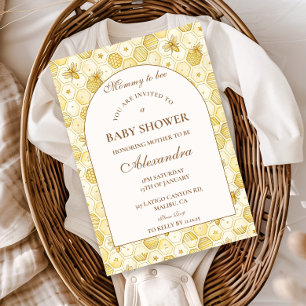 Elegant Honeycomb Bee Baby Shower Invitation