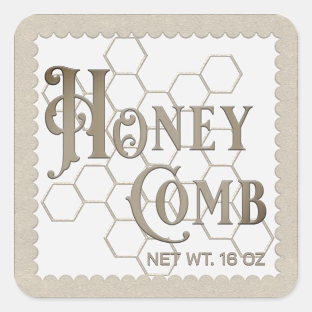 Elegant Honeycomb Label Scalloped Kraft Border (Front)