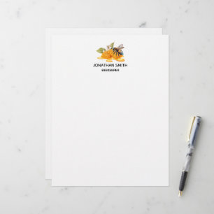 Elegant Honeycombs with bee Custom Letterhead