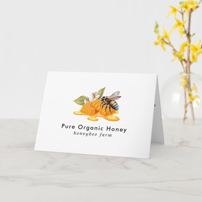 Elegant Honeycombs with bee Folded Card (Yellow Flower)