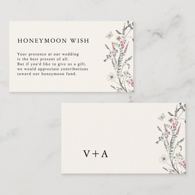 Elegant Honeymoon Wish Enclosure Card (Front/Back)