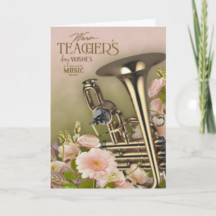 Elegant Horn Instrument Teacher's Day Greeting Card