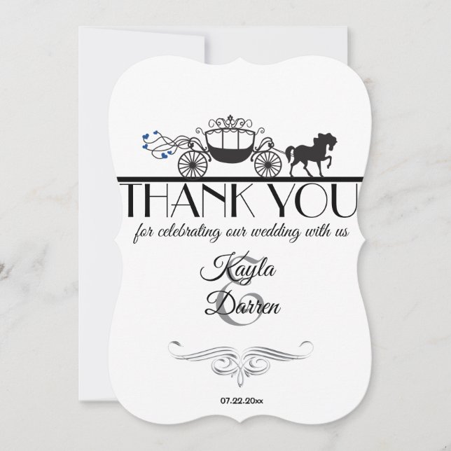 Elegant Horse and Buggy Wedding Thank You Card (Front)