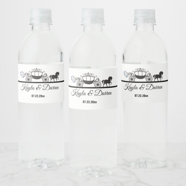 Elegant Horse and Buggy Wedding Water Bottle Label (Bottles)