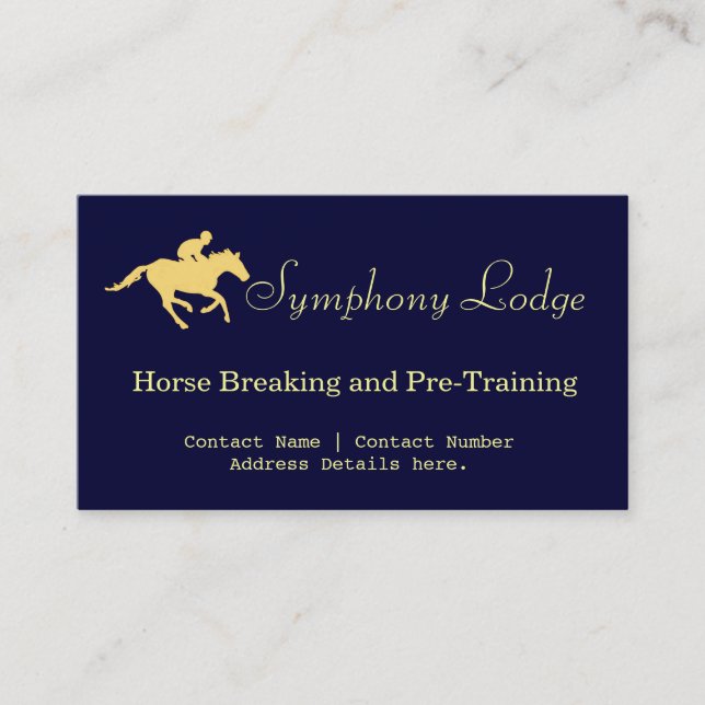 Elegant Horse Blue and Cream Business Cards (Front)