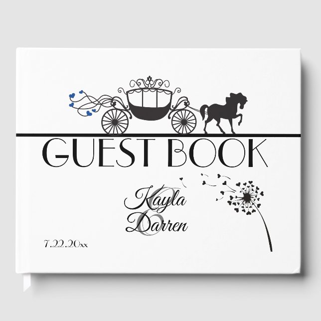 Elegant Horse & Buggy Wedding Guest Book (Front)