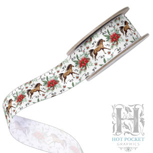 Elegant Horse Christmas Satin Ribbon